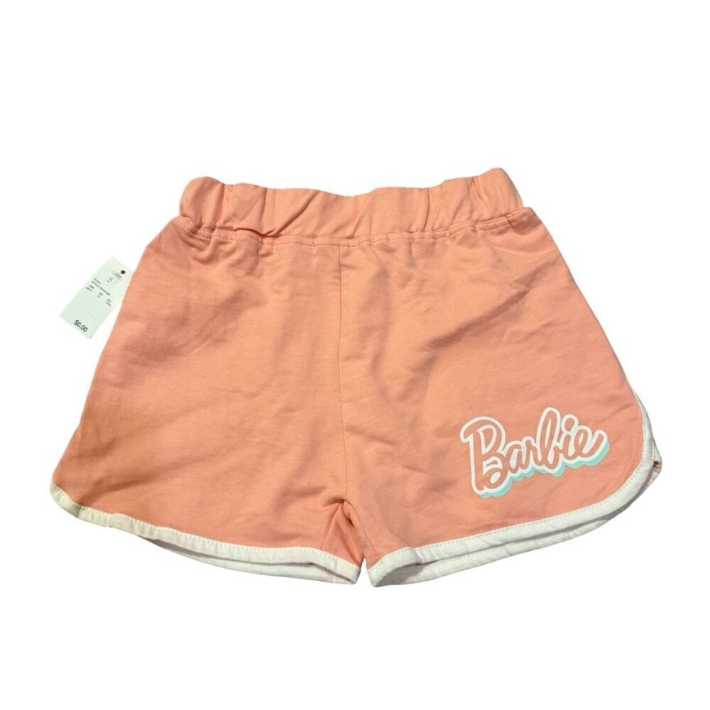 Barbie Shorts Peach Pink Logo Graphic Cotton Athletic Lounge Girls 5T